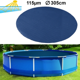 115µm Pool Solarplane Poolheizung Solarfolie Abdeckung Rund Blau Schwarz 305cm