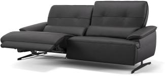 Sofanella 3-Sitzer PERLO Echtleder Designersofa Ledercouch in Schwarz S: 188 Breite x 101 Tiefe