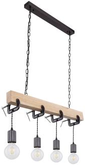 Holzlampe, 4 flammig, Metall, schwarz, H 120cm
