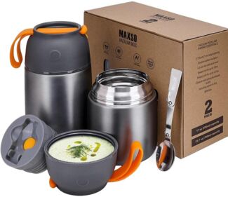 Thermobehälter Essen 500ml 700ml Edelstahl Warmhaltebehälter faltbaren Löffel
