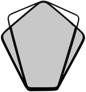 habeig Wandspiegel Art Deco Spiegel, Pentagonform, Schwarzer Stahlrahmen, 65x56cm