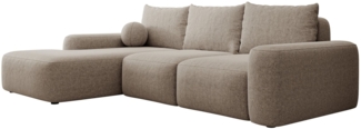 Selsey 'Carnos' Ecksofa mit Schlaffunktion, Ballkissen, Chenillebezug, Hellbraun, linksseitig