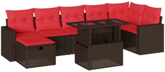 vidaXL 8-teiliges Gartensofa-Set mit Kissen, braun, Polyrattan 3274834