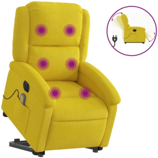vidaXL Massagesessel mit Aufstehhilfe Elektrisch Gelb Samt 3204340