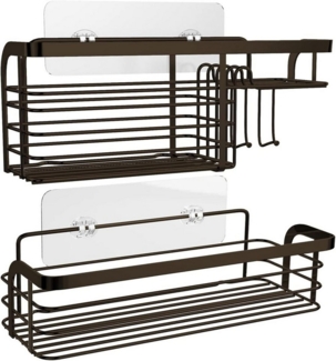 Refined Living Duschregal Duschablage ohne Bohren aus SUS304 Edelstahl,Badezimmerregal Duschkorb, 2 Stück (Silber/Schwarz),Duschregal,Badezimmer Regal Organizer,für Badezimmer, Schränke, Küchen 2-tlg, Selbstklebender Duschkorb zur Aufbewahrung von Bada...