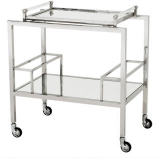 Casa Padrino Luxus Bar Trolley Servierwagen aus Edelstahl und Glas 72 x 47 x H. 72 cm - Luxus Hotel & Restaurant Einrichtung Möbel