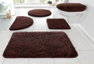 my home Badematte Merida, Badvorleger, Badezimmer Teppich, Höhe 32 mm, rutschhemmend beschichtet, fußbodenheizungsgeeignet, schnell trocknend, strapazierfähig, Kunstfaser, halbrund, Badteppich, Uni Farben, rechteckig, rund & als 2-tlg. Set erhältlich