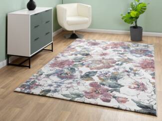 Kurzflor Teppich Lauro - Blumen, Farbe: Rosa/Bunt, Größe: 160x230 cm