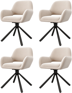 Merax 360° Drehbarer Esszimmerstuhl, Samt, 4er-set, Mit Handläufe, Modern und schlicht, Polsterstühle, Sessel, Beige