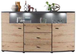 Sideboard Dera - Artisan Eiche / Anthrazit Hochglanz