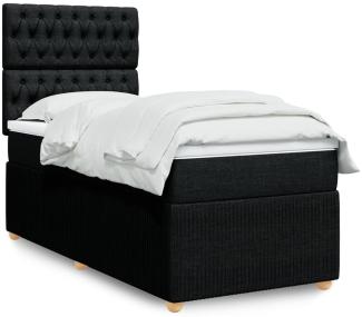 vidaXL Boxspringbett mit Matratze Schwarz 80x200 cm Stoff 3294192