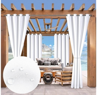 Jibenhome Outdoorvorhang Outdoor Vorhang Wetterfest mit Ösen, Sonnenschutz & Sichtschutz, (1 St), Outdoor Gardinen Wasserdicht für Terrasse, Balkon, Pavillon