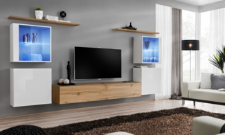 99rooms Swotch XIV Wohnwand Weiß Wotan Eiche