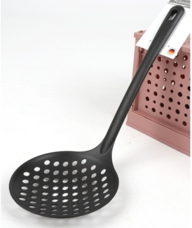 Schaumlöffel schwarz Kunststoff | Hitzebeständiger Küchenlöffel mit Löchern | Ideal zum Abschöpfen, Servieren & Frittieren