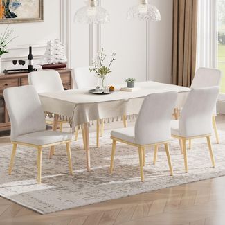 COLAMY Gepolsterte Küchenstühle, 6er Set, Moderne Esszimmerstühle mit hoher Rückenlehne, gepolsterte Esszimmerstühle mit Massivholzbeinen für Restaurant/Café/Zuhause, Grau