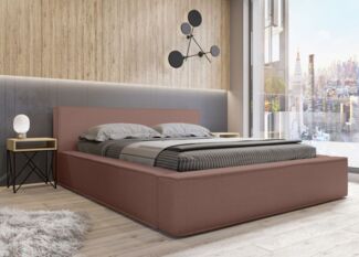 Polsterbett Doppelbett OMAHA 140x200cm in Stoff Now or Never Altrosa