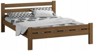 Home Collective Bettgestell Massivholzbett, Einzelbett mit dicken Beinen & sicherem Lack, 210x172x72 cm, Eiche