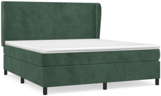 vidaXL Boxspringbett mit Matratze Dunkelgrün 160x200 cm Samt 3129102