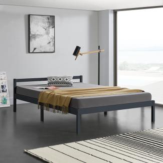 Holzbett Nakkila 140x200 cm Doppelbett mit Kopfteil Dunkelgrau en. casa