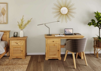 Home affaire Schreibtisch Ayanna, Massivholz, mit Schublade und Tür, Lamellenfront, Breite 130 cm