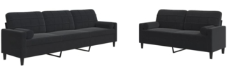 vidaXL 2-tlg. Sofagarnitur mit Kissen und Nackenrollen Schwarz Samt 3278496