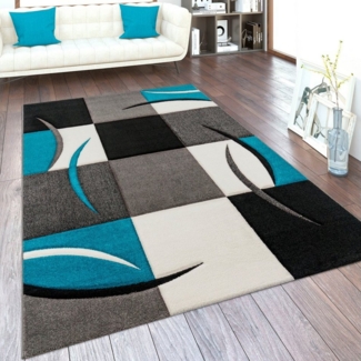 Paco Home Teppich Diamond 665, rechteckig, Höhe: 17 mm, Karo Muster, 3D-Design, auch als Läufer, Wohnzimmer, Schlafzimmer