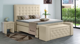 Meisterbetten Boxspringbett Kimm 200x220 in KL-Granit, Matratzenbezug Nano, Ergoflex-Topper