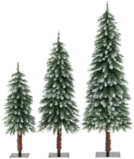 COSTWAY Künstlicher Weihnachtsbaum, mit Schnee und LED, 3er Set 90+120+150cm