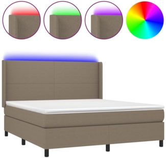 vidaXL Boxspringbett mit Matratze & LED Taupe 160x200 cm Stoff 3138169