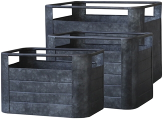 Chic Antique - 3er Set Übertöpfe Planztöpfe Kisten Boxen Zink Grau 65068500