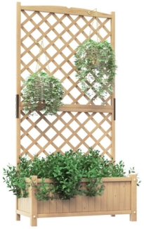 COSTWAY Blumenkasten, mit Spalier, Rankgitter & Drainageloch, Tannenholz