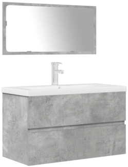 vidaXL 3-tlg. Badmöbel-Set Betongrau Holzwerkstoff 3324918