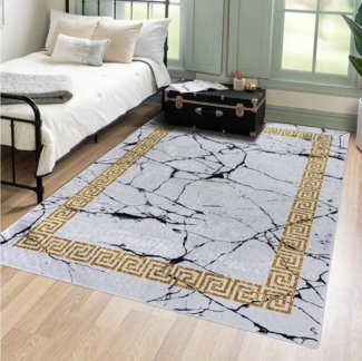 Mazovia Designteppich Modern Teppich für Wohnzimmer, Schlafzimmer, Esszimmer, 80x150 cm, Kurflor, Waschbar in Waschmaschine, Höhe 5 mm, Rutschfest