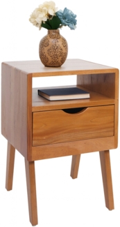 Nachttisch HWC-P16, Kommode Beistelltisch Nachtschrank Schrank, Schublade Fach 64x42x40cm ~ naturfarben
