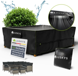 Juskys Gartenmöbel Abdeckplane CoverSafe Pro 300 x 250 x 100 cm - winterfest & wasserdicht - Schutzhülle für Gartentisch, UV-Schutz, Abdeckhaube Gartentisch