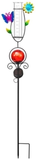 BONETTI LED Solarleuchte Solar Gartenstecker mit Solarleuchte und Regenmesser, Solarleuchte mit Regensäule