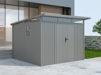 Metall Gerätehaus Modell Skylight 7,56 m² Alu Grau