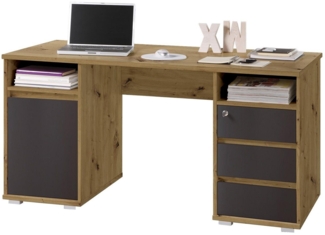 Schreibtisch >Flinn< in Artisan Eiche Nachbildung - 145x65x65cm (BxHxT)