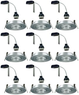 10er Pack Paulmann Premium Einbauleuchten Drilled Alu rund schwenkbar max. 1x40W 230V GU10 51mm Alu gedreht18353