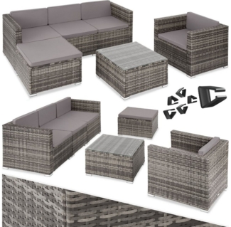 tectake Loungeset Rattan Lounge, (Set, 6-tlg), für 4 bis 5 Personen