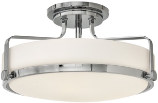 Elstead Lighting Harper Deckenleuchte Semi-Flush Medium 3-Light Chrom poliert Opalglas E27