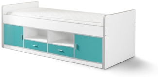 Kojenbett Kalinda 207x98x79 Holzwerkstoff Weiß/Türkis