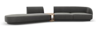 Micadoni Modulares Sofa Miley 4-Sitzer mit 1 Armlehne Links Samtstoff Hellgrau