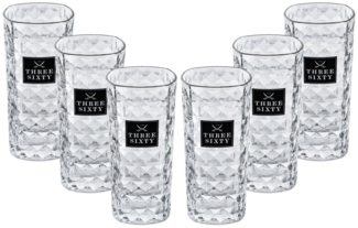 Three Sixty Vodka Longdrink Glas Gläserset eckig - 6x 0,3L geeicht