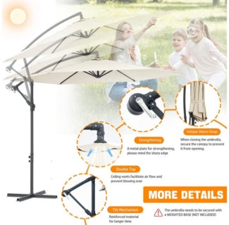 LETGOSPT Sonnenschirm Gartenschirm Ø300cm Sonnenschirm mit Kurbel,Schirmhülle,UV-Schutz, UPF 50+ UV-Schutz, wasserabweisend, höhenverstellbar, belüftet