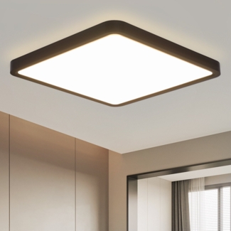 ZMH Flache LED-Deckenleuchte für Schlafzimmer, Schwarz, 23 cm, Schlafzimmer, 18 W, quadratisch, Flurlampe, 4000 K, für Badezimmer, Küche