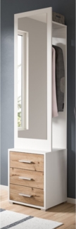 Kompaktgarderobe Pallas in weiß und Eiche 45 x 190 cm