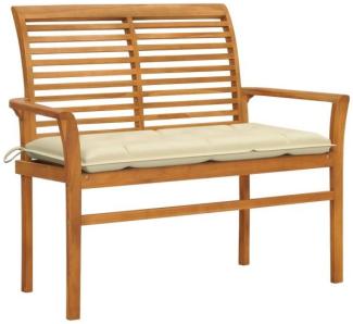 vidaXL Gartenbank mit Cremeweißer Auflage 112 cm Massivholz Teak 3062666