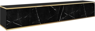 AX LIVING Wohnzimmer Lowboard Orkis Marmor 175 cm Schwarz