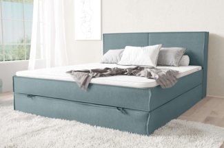 99rooms Samson Boxspringbett 120x200 cm Strukturstoff INARI Pastellblau Bonnel-Federung